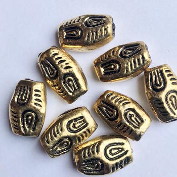 10 Pcs Pack, Approx Size 16x10mm ,Silver oxidized metal beads aluminum base