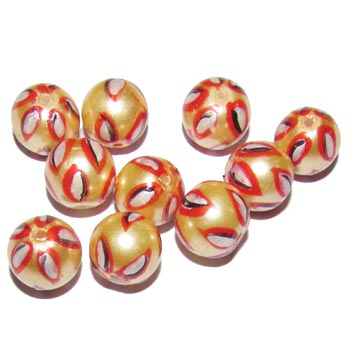 Size  12mm ,Handmade Ethnic Indian trade hand brushed painted beads. fast beads, Sold by 10 Pcs./Pkg.