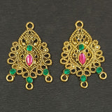 34x22mm, Antique Hoop Chandbali Earrings This beautiful pair of chandbalis with delicate filigree work enameled  stones