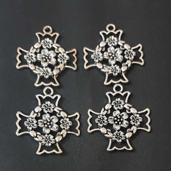 2Pcs Pack, Corss 35x39mm Size Spiritual and Ritual Charms Pendant for jewellery making