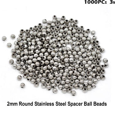 2000 Pcs Pack 2mm, Round Ball Metal Spacer Beads Best for jewellery Making