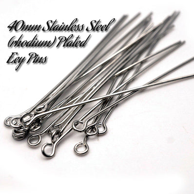 Eye Pins (30mm / 1.18 inches / 100 pcs / Silver Plated) Head Pin DIY B, MiniatureSweet, Kawaii Resin Crafts, Decoden Cabochons Supplies