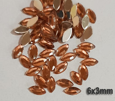 500 Pcs Boat Shape Acrylic Rhinestones Flat Back Approx size shown on images