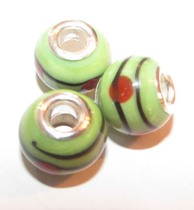 4 Pcs Pack Assorted designs, Large Hole Murano Lampwork Beads 14-16mm