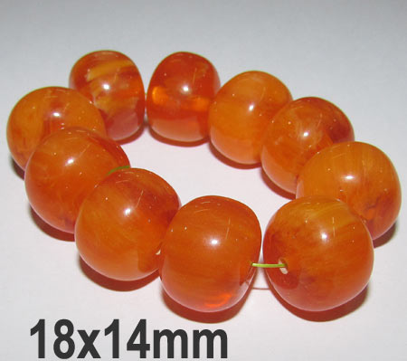 10 Pcs Pack Size about 18x14mm, Roundell, Resin Beads, Amber Color,