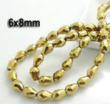 6x8mm, about 50 beads, Strand Line Crystal Metallic Drop Beads