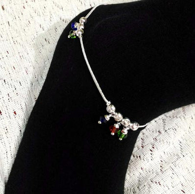 9 Inches + extension chain Metal beaded Anklets, Sold Per Piece