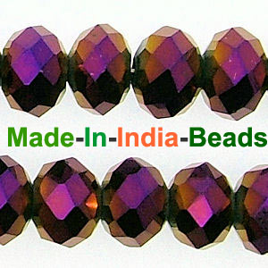 Roundel Crystal 8mm Size, Approx 65-70 Pieces Rondelle (abacus) shape, Crystal glass beads, Priced Per Strand, Metallic Purple