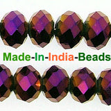 Roundel Crystal 8mm Size,Roundelle (abacus) shape, Crystal glass beads, Priced Per Strand, Metallic Purple