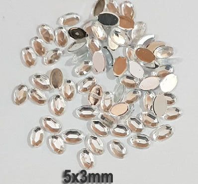 500 Pcs Oval Shape Acrylic Stone, size mentioned on image