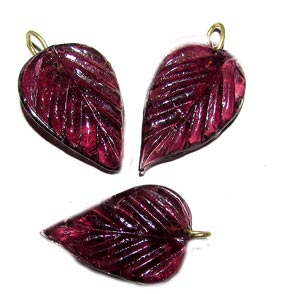 Glass Leaf Charms, Sold by 10/Pcs. Pkg.