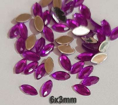 500 Pcs Boat Shape Acrylic Rhinestones Flat Back Approx size shown on images