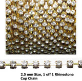 Brass Plated Rhinestone Cup Chain, Sold By 12'' PACK Also available in Gold plated, Silver plated