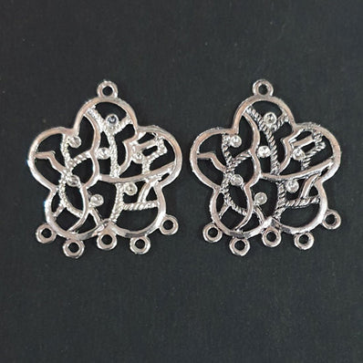 3 PAIR PACK' 32x31mm, Oxidized Silver Plated Chandbali Component  Tribal Fashion Jewellery making Antique Finish Chandelier Earring Components