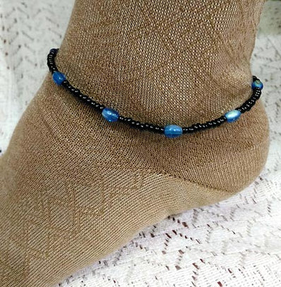 9 Inches + extension chain Metal beaded Anklets, Sold Per Piece