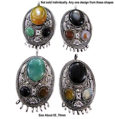 Bottom loopps,Large Size 65-70mm, Ethnic Tribal Gemstone Pendant, Sold By Piece