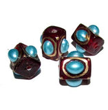 8X13mm, Glass Beads Hand Decorative, Rhinestone inlay, Indian Tranditional Beads Sold Per 2 Pieces