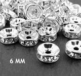 100 Pieces Pack Rhinestone Beads Spacer Chakri Size 6 mm spacer beads crystal
