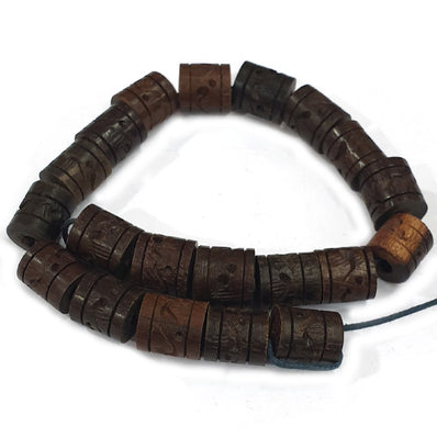 9x11mm abut ABOUT 20 BEADS Real Ebony Black Wood Beads