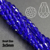 3x5mm Small crystal Drop Beads, about 98 Beads, 18" line