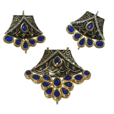 Approx 50mm Kundan and Meena Pendant Set High Quality Sold Per Set