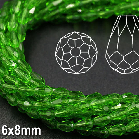 6x8mm, about 50 beads, 16" Line Crystal Trans Drop Beads