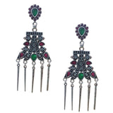 75-80 mm Long, Designer Earrings (Handmade) Alluring designs, Brass work,sold by per pair pack (limited Edition) Note: Stones Positions may vary