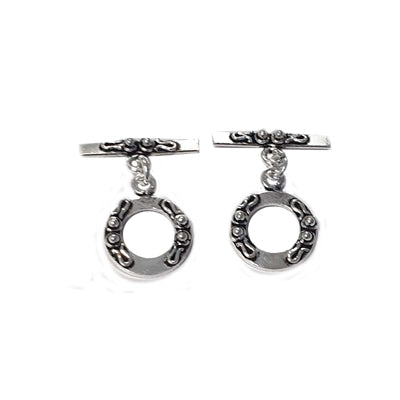 10 Pieces Pack' Oxidised Silver Plated Toggle Clasps for Jewellery Making Circle Loop Size About 25-30 MM