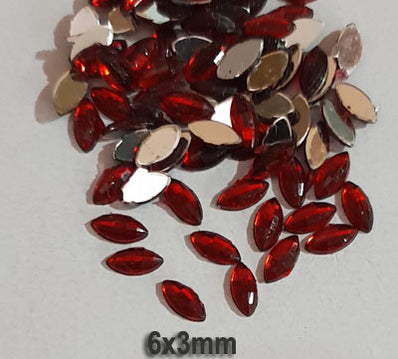 500 Pcs Boat Shape Acrylic Rhinestones Flat Back Approx size shown on images