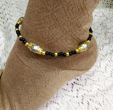 9 Inches + extension chain Metal beaded Anklets, Sold Per Piece