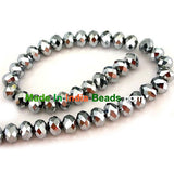 Roundel Crystal 4mm Size,Roundelle (abacus) shape, Crystal glass beads, Priced Per Strand, Metallic Silver