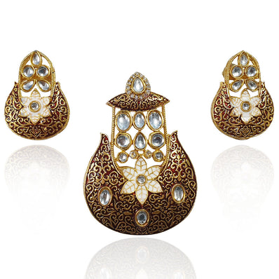 Large Size Kundan Pendant Set high quality Sold Per Set