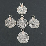 20 Pcs Pack, Oxidized Coin Bead Charms for Making Jewellery24x17mm Coin Pendant Charms