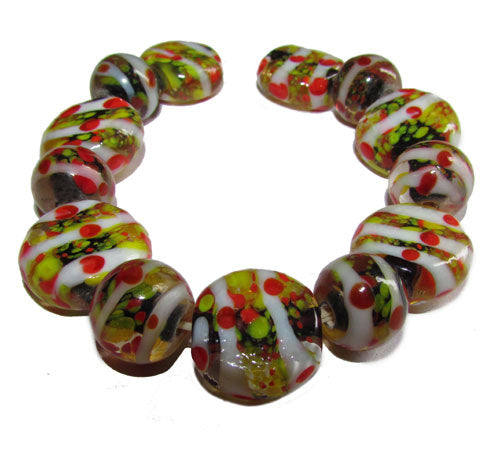 Handmade Lampworked Bead Set Sold Per set, Size about 12-16mm length 14~ 18 Centimeter