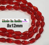 Red 8x12mm, about 60 beads, 26" Line Crystal Trans Drop Beads
