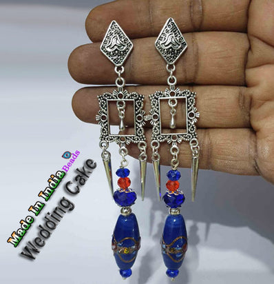 Dainty Geisha Lamp Work Glass Bead Earrings -  India