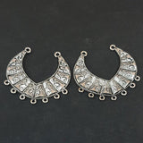 2 PAIR PACK' 46x46mm, Oxidized Silver Plated Chandbali Component  Tribal Fashion Jewellery making Antique Finish Chandelier Earring Components