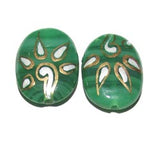 Size 24x17x7mm ,Handmade Ethnic Indian trade hand brushed painted beads. fast beads, Sold by Per pair