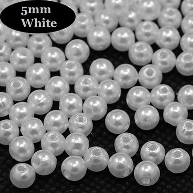 5 mm White Color High Quality Acrylic Pearl flux Beads for Jewelry and Craft,sold by 50 gram Pack,about 750-800 Beads For Bulk quantity order Get special Rate