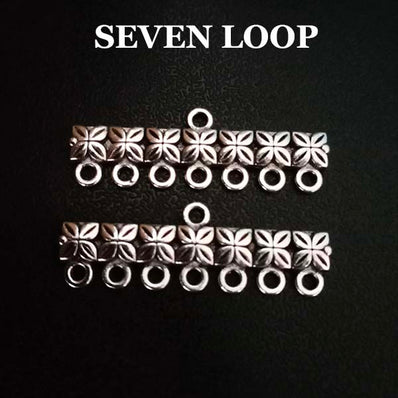 10 Pcs Pack in approx Size 12x35 mm Silver Oxidized 7 loop Spacer Bar Beads for Jewelry making