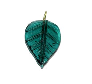Glass Leaf Charms, Sold by 10/Pcs. Pkg.
