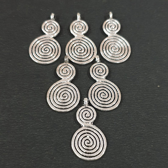 5 Pcs Pack, Oxidized Coin Bead Charms for Making Jewellery 24x26mm Coin Pendant Charms