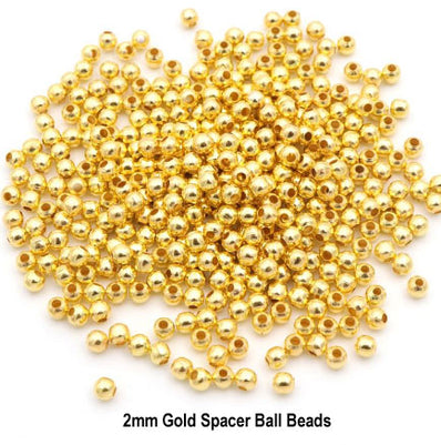 2000 Pcs Pack 2mm, Round Ball Metal Spacer Beads Best for jewellery Making