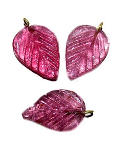Glass Leaf Charms, Sold by 10/Pcs. Pkg.