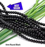 4 lines Pack' 4 mm' Black Round Opaque Glass Beads