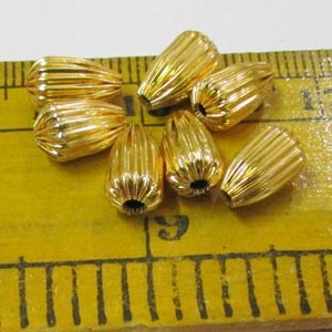 10 Pcs Pkg. Brass Material Micron plated Hollow Metal Beads, Size Sacle