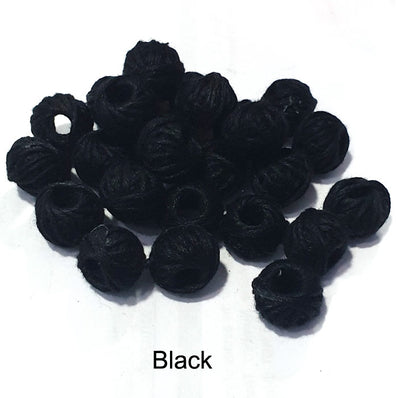 20 Pcs Pack, Round Woven Cotton Thread Beads Size: 10mm~11mm Fine Quality Beads