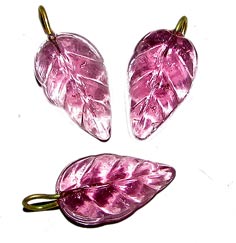 Glass Leaf Charms, Sold by 10/Pcs. Pkg.