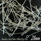 50 Grams Pack, Approx 000~000 Pcs in a Pack 28mm Size Stainless steel eye pin (Loop pin) in 23 Gauge wire for