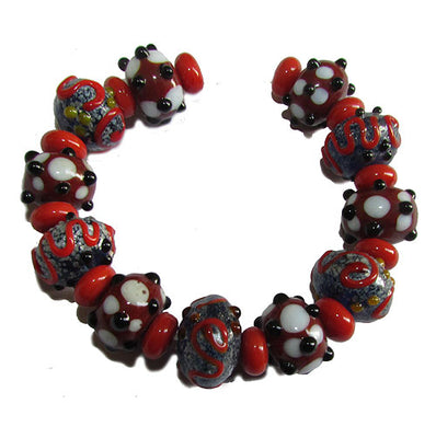 Handmade Lampworked Bead Set Sold Per set, Size about 12-16mm length 14~ 18 Centimeter